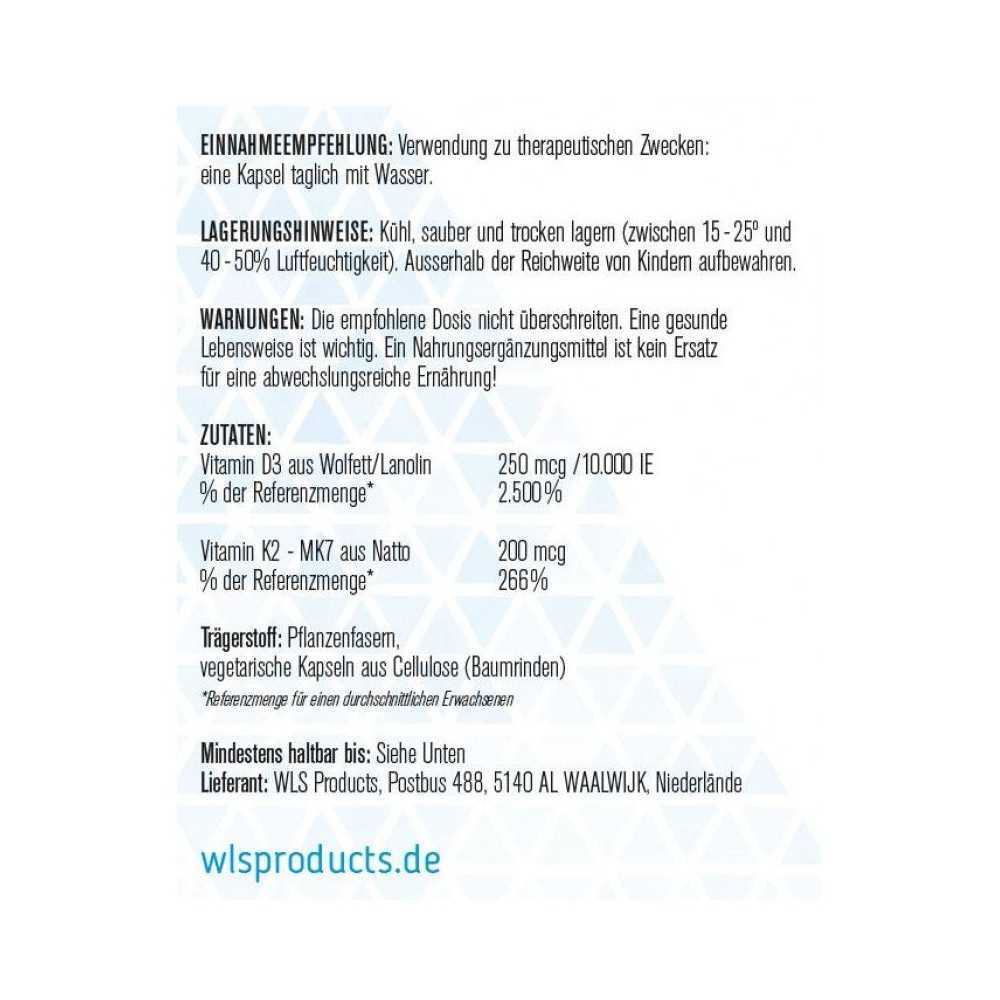 WLS Vitamin D3 + K2 MK7 hochdosiert für den Erhalt Ihrer Gesundheit